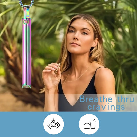 Stainless Steel Mindful Breathing Necklace – Anxiety & Stress Relief Meditation Tool