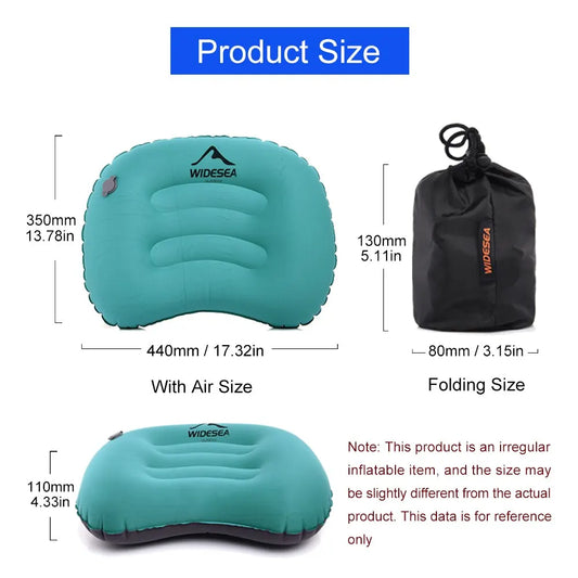 Widesea Portable Inflatable Pillow – Compressible Folding Air Cushion for Camping & Outdoor Use